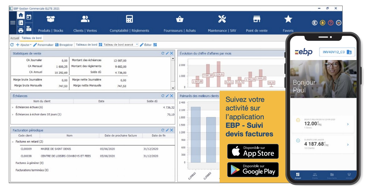 Apllication EBP Gestion commerciale Elite